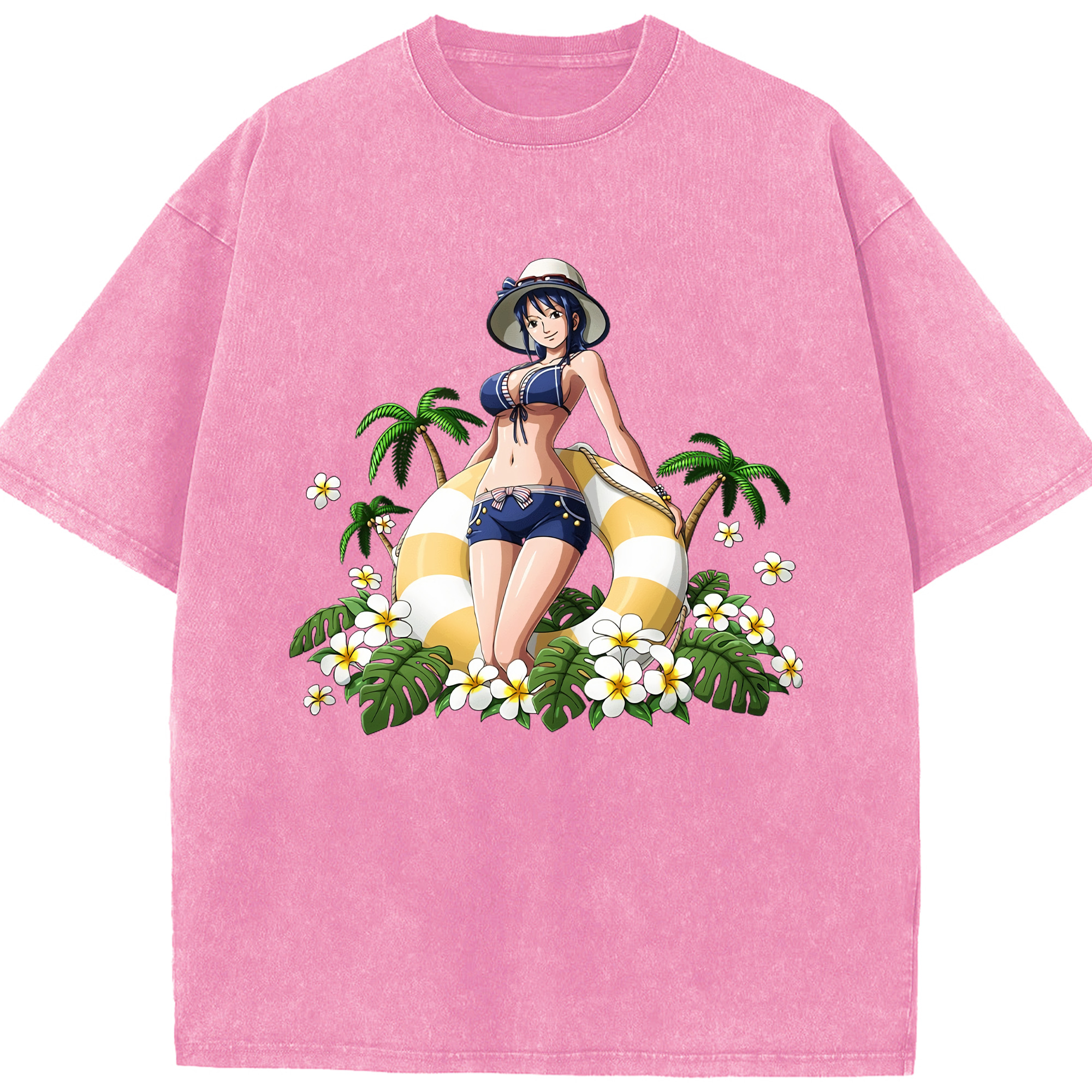 ワンピース ニコ・ロビン ONE PIECE Nico Robin 綿100% ヴィンテージ風 半袖Tシャツ（フロントプリント）